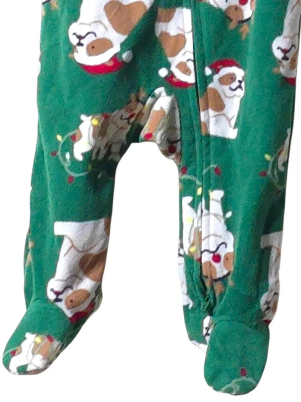Carter’s Bulldog Christmas Footie Pajamas 3-6M Green Holiday Sleeper Baby